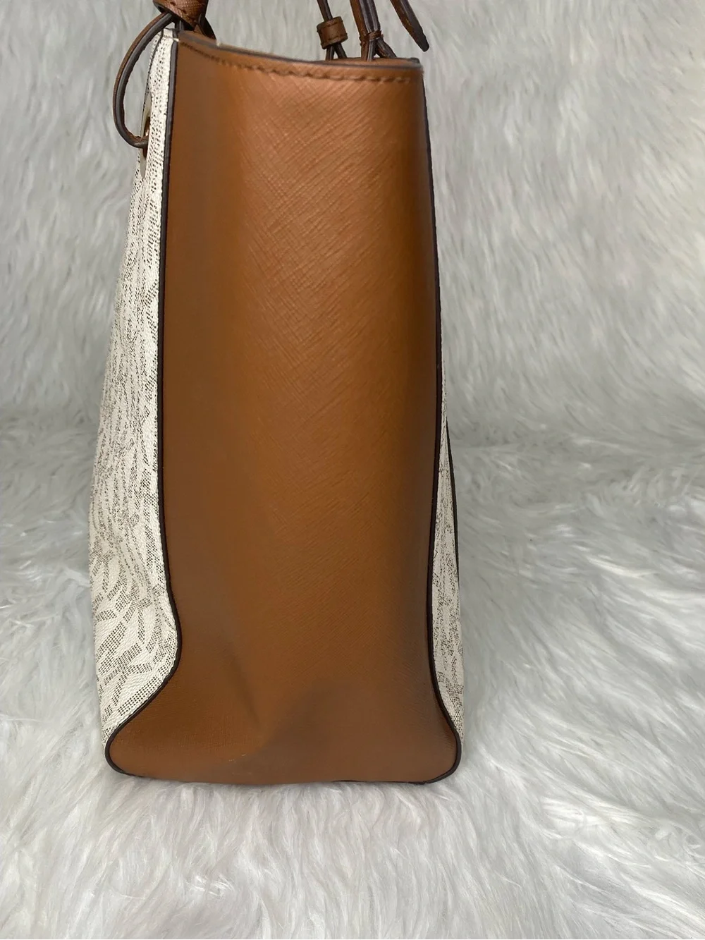 Michael Kors Tan and Cream Logo Canvas Tote